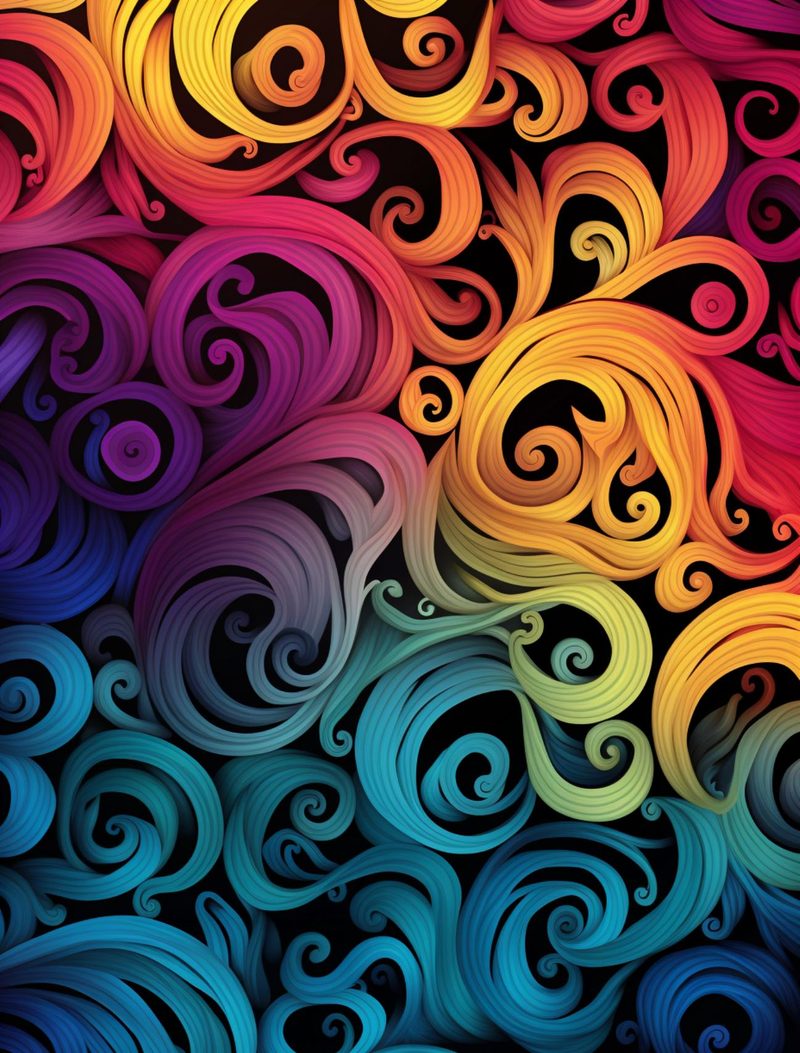 Textrimania I eBook page 17 — rainbow gradient, abstract swirls, ornate decorative