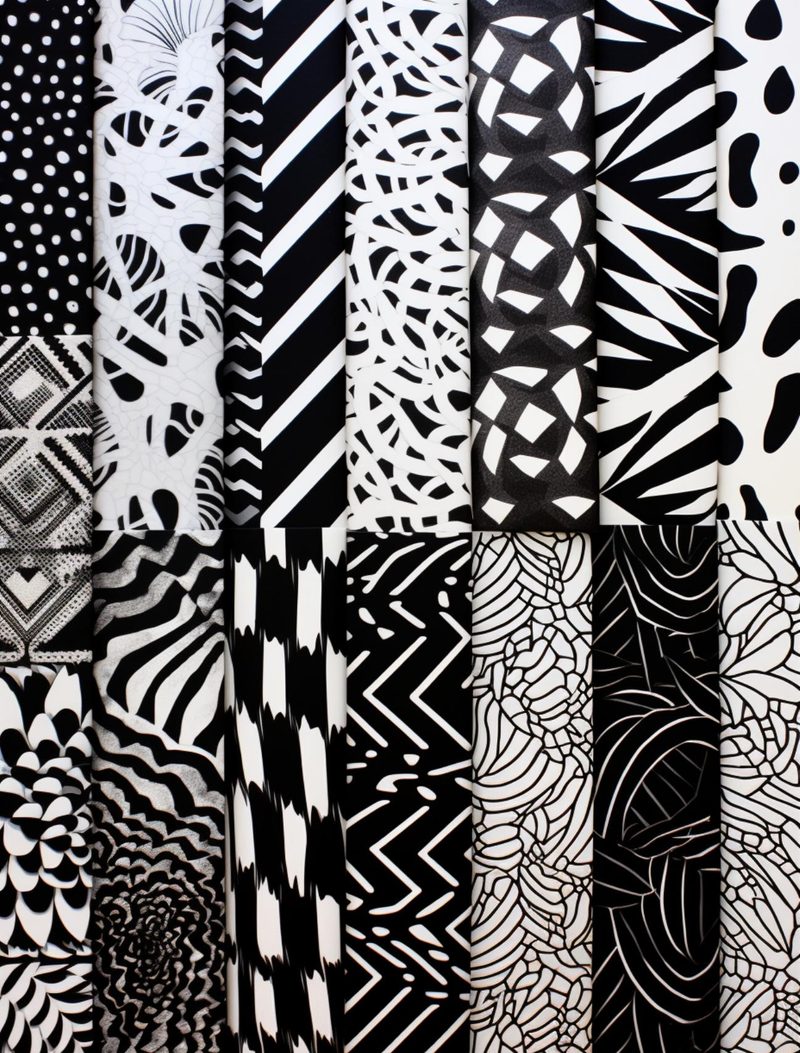 Textrimania I eBook page 51 — black and white patterns, geometric design, abstract illustrations