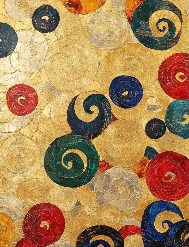 The Gilded Muse eBook page 8 — abstract-spirals, geometric-circles, gold-accents