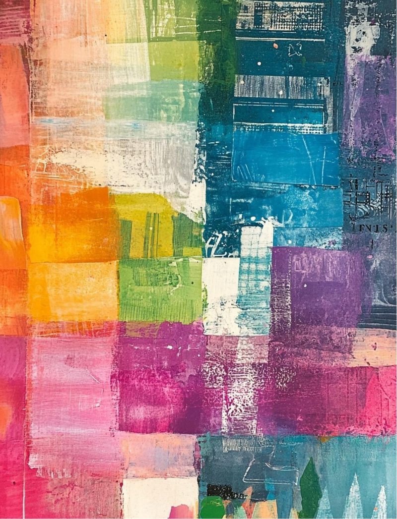 The Unruly Ones eBook page 76 — rainbow-collage, color-therapy, abstract-mixed-media