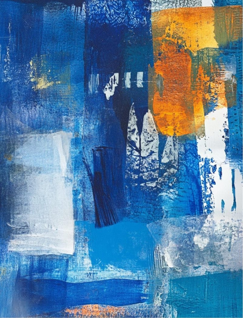 The Unruly Ones eBook page 88 — abstract art, modern collage, mixed-media background
