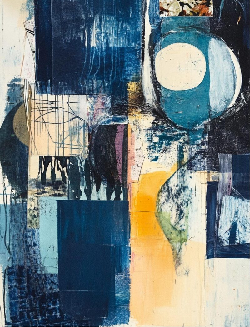The Unruly Ones eBook page 90 — abstract collage, vintage mixed media, distressed ephemera